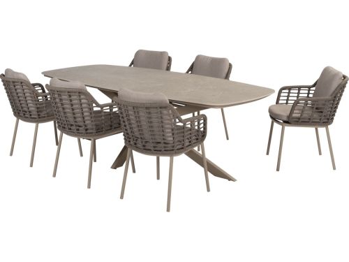 Puglia Prado dining tuinset 240x105xH75 cm 7 delig latte met