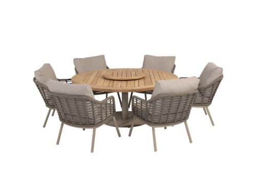 Puglia Saba low dining tuinset 160ØxH69 cm 8 delig latte Taste 4SO