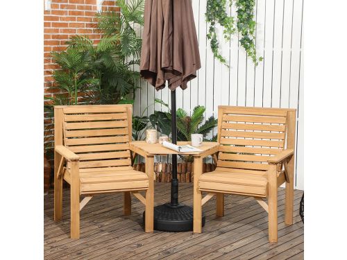 Pugsdrly 3-delige bistroset van hout, weerbestendige tuinmeubelset met lamellenontwerp