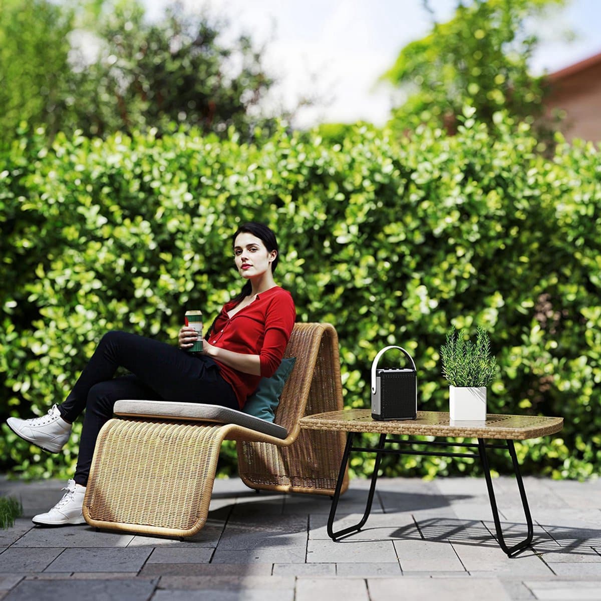 pugsdrly polyrattan tuintafel, 90 x 50 x 45 cm