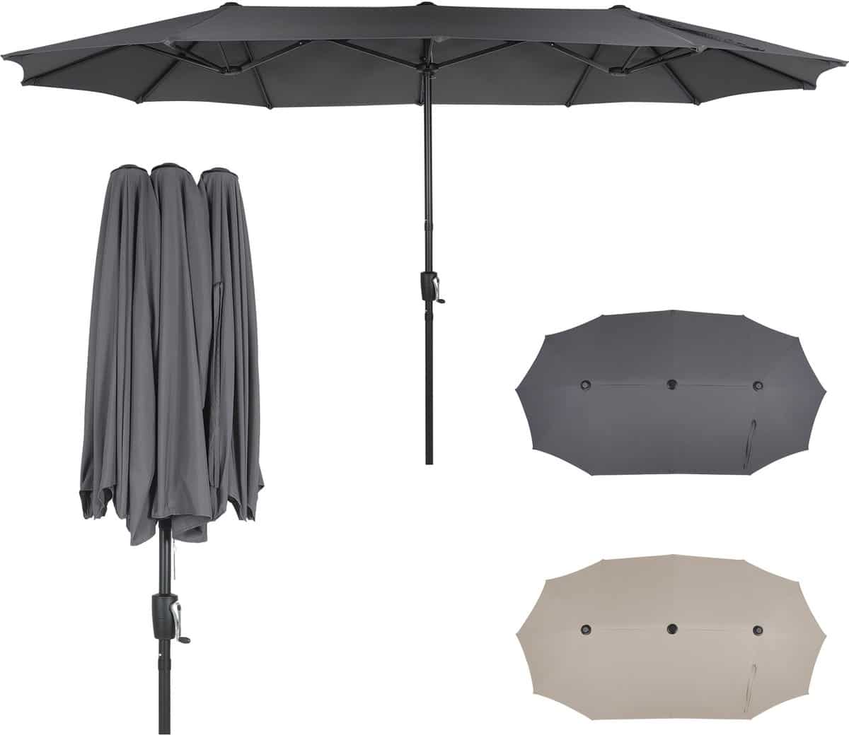 puluomis dubbele parasol 400x200cm stokparasols uv50+