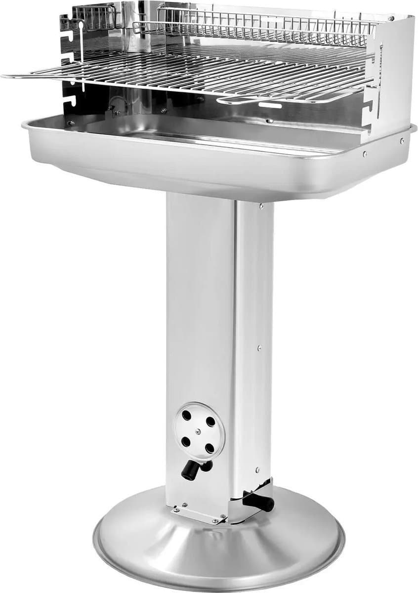 qpfo® bbq houtskool roestvrijstaal met ventilatie en grillrooster