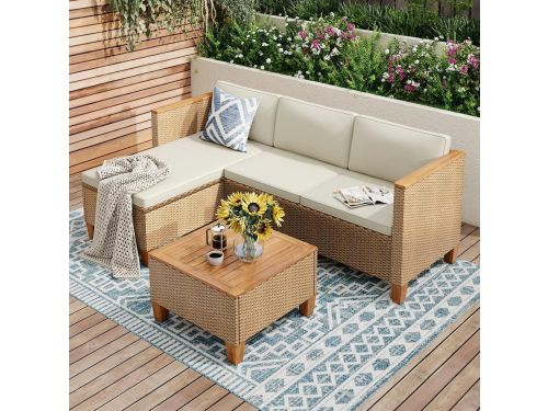 Rattan Loungeset Boho 3-delig 188 x 116 x 62
