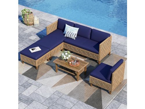 Rattan Loungeset Boho 3-delig 188 x 116 x 62