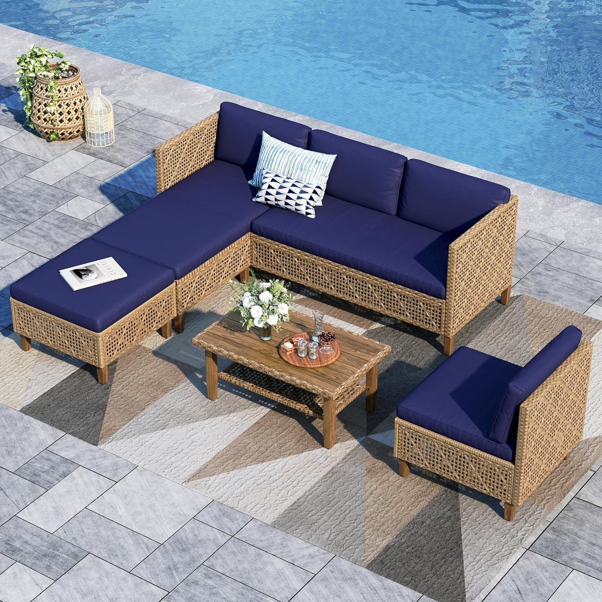 rattan loungeset boho 3 delig 188 x 116 x 62