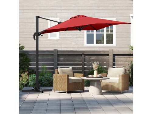 Rechthoekige Zweefparasol 250x250 cm met 360° Draaifunctie, Kantelbaar met Slinger