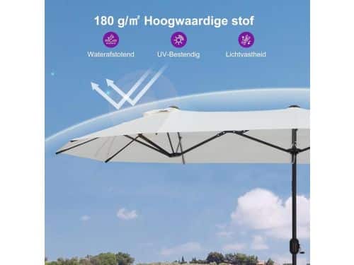 Rechthoekige zweefparasol 400 x 200 cm UV-bestendig met slingermechanisme &