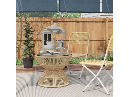 REDOM - Bijzettafel - Boho-Stijl - Gehard Glazen Tafelblad