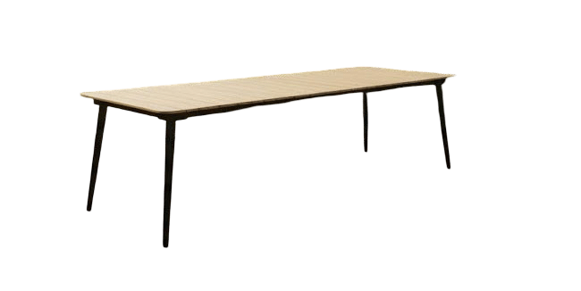reims dining table 200x100x76 black steel/acacia teak look eurofar eurofar