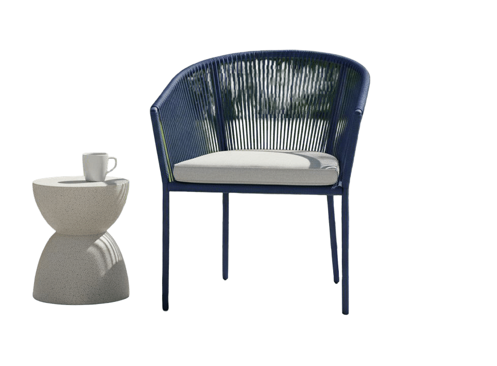 reims stackable dining chair indigo alu/rope indigo eurofar eurofar