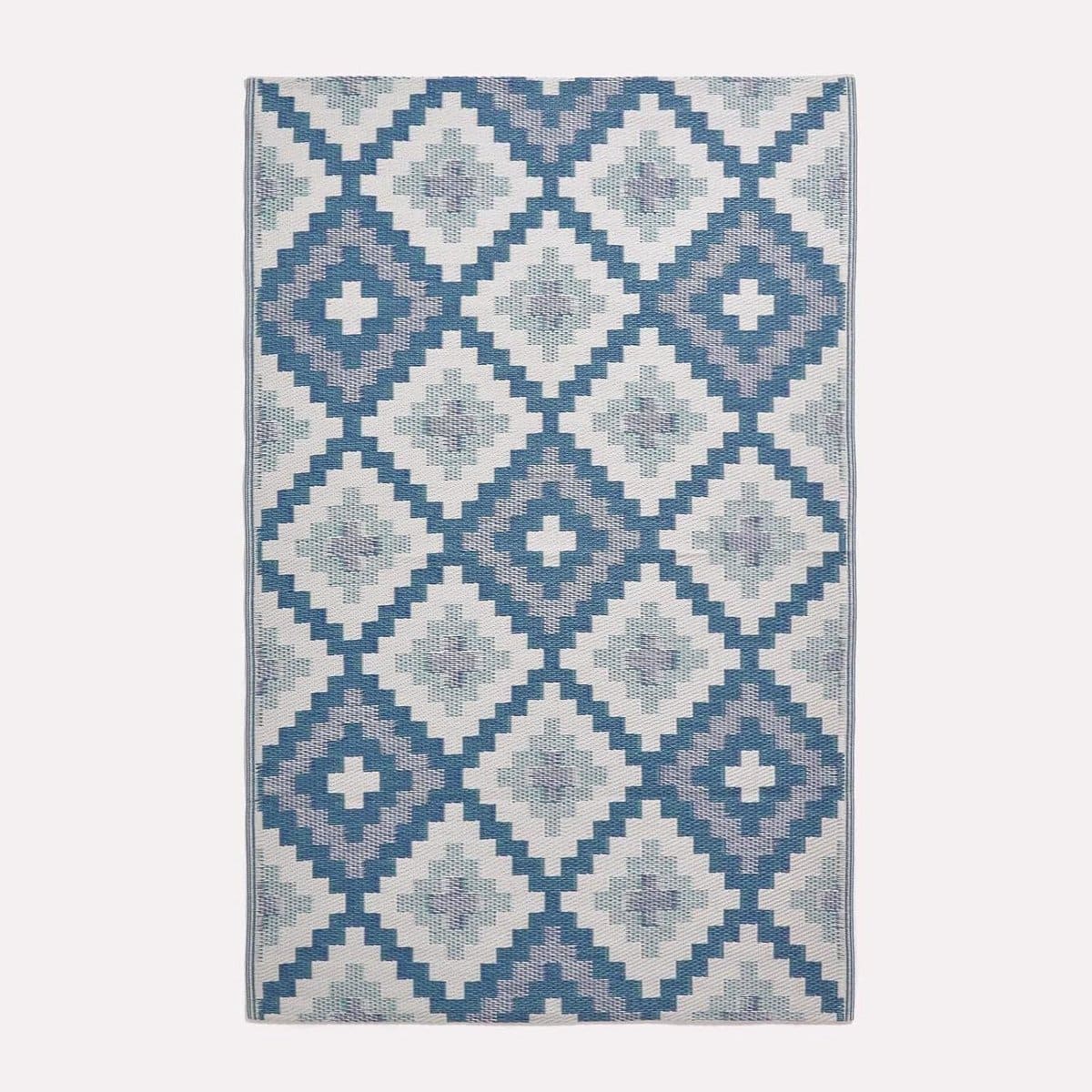 reversible buitenkleed blauw patroon weerbestendig tuinkleed 150×240 cm