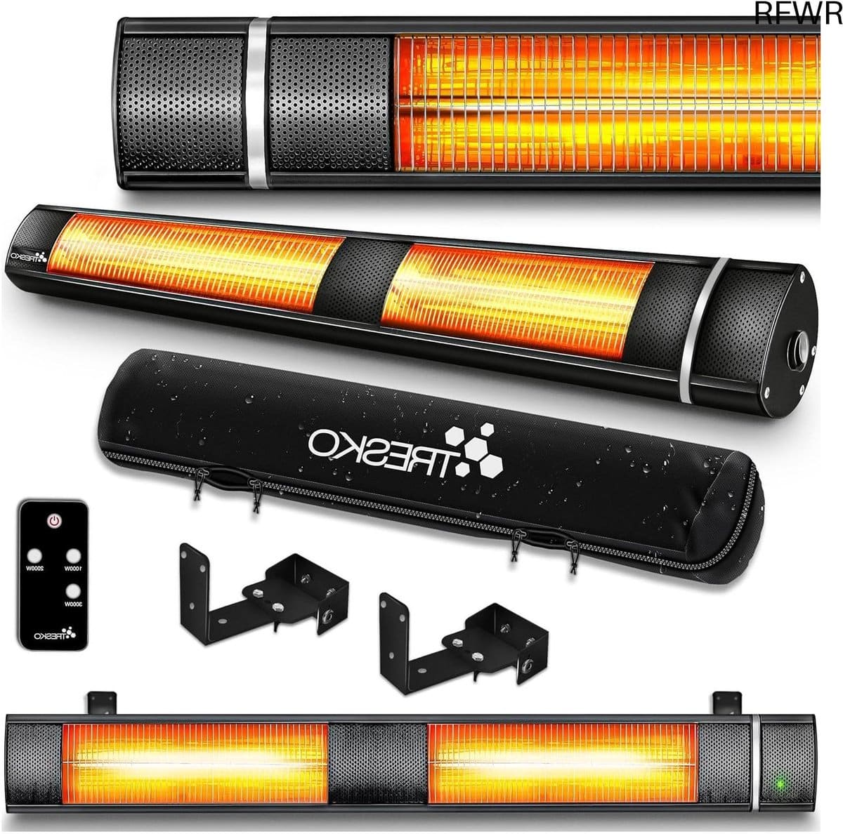 rfwr® infrarood warmtestraler 3000 w met afstandsbediening elektrische terrasstraler
