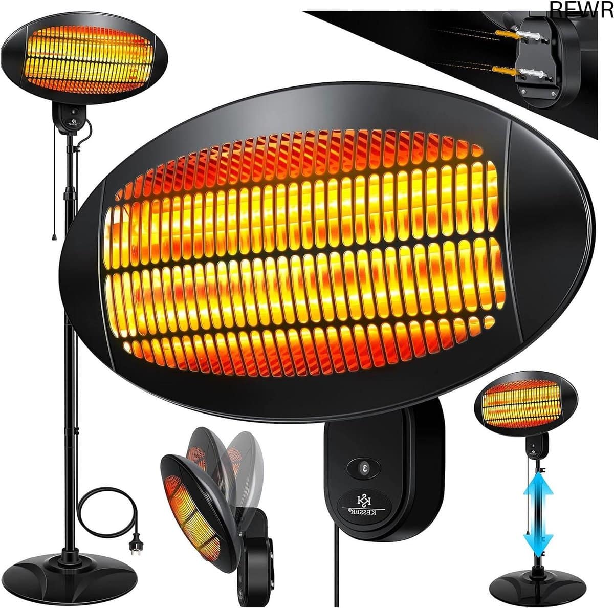 rfwr® infraroodverwarming 2000 watt verstelbare standkachel en patio verwarmer