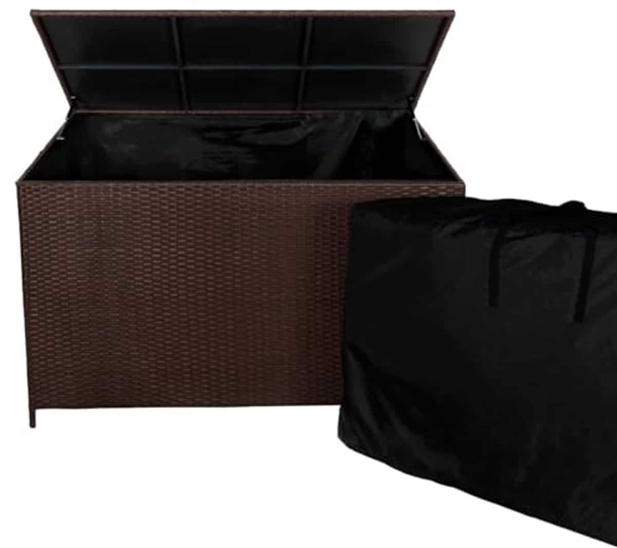 rieten tuinopbergdoos groot met waterdichte draagtas 582l ideaal