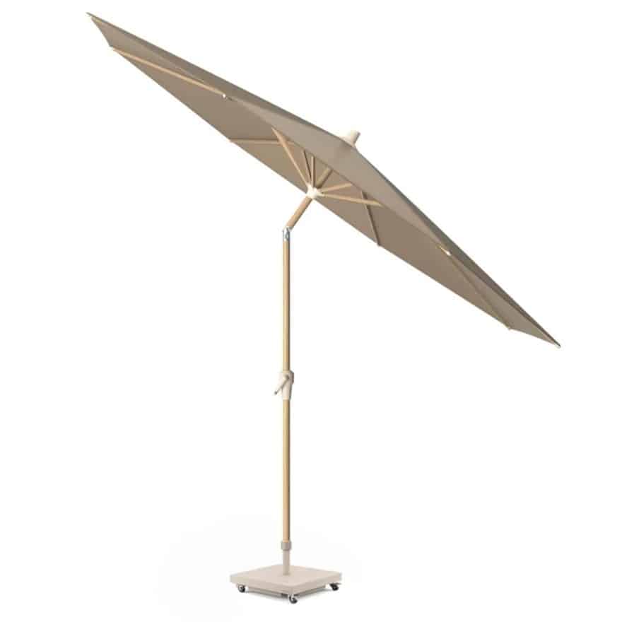 riva parasol 300 cm rond teak taupe met kniksysteem