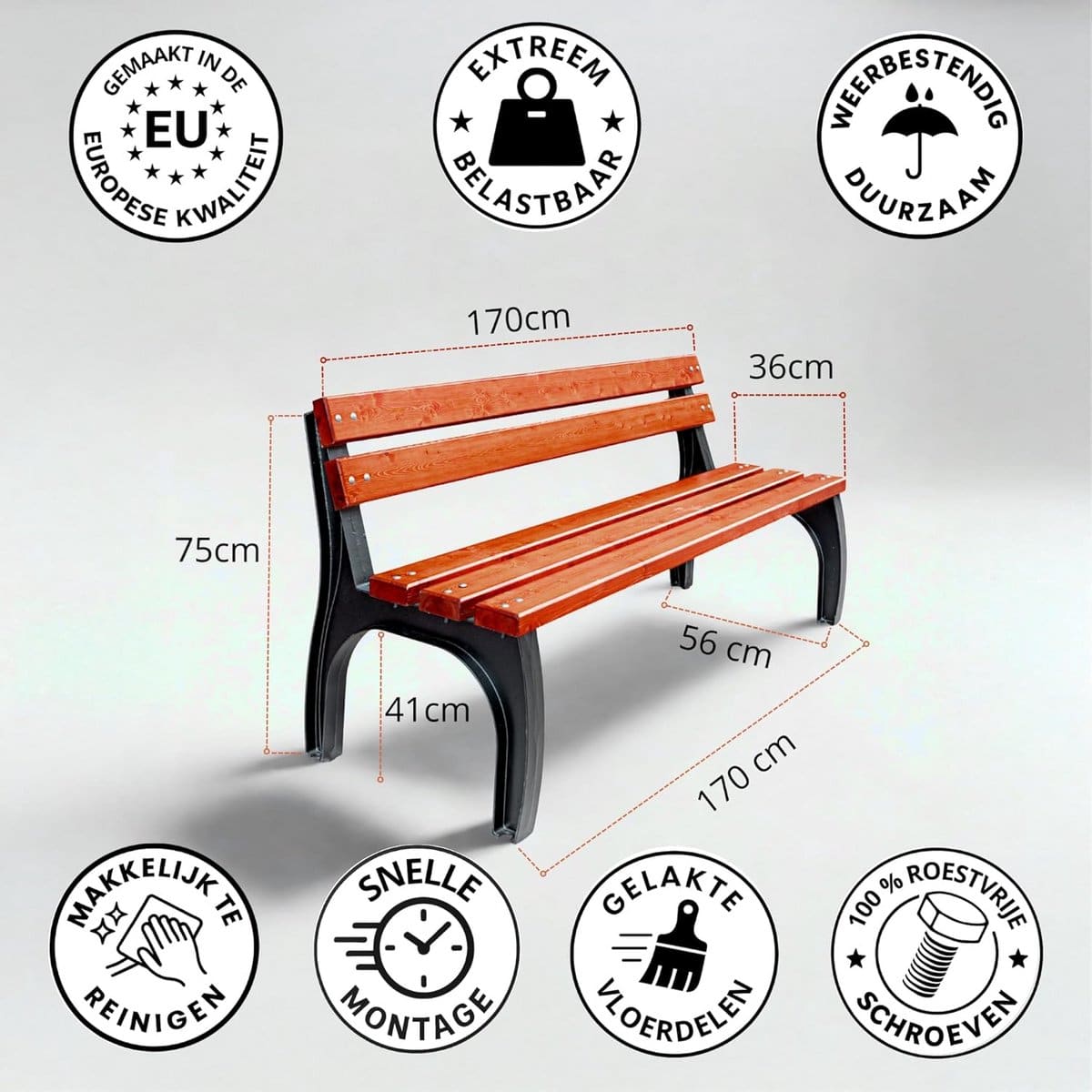 robuuste parkbank 170 cm voor tuin en terras