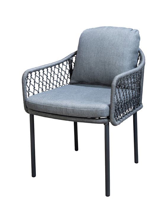 rocha dining chair aluminium dark grey/rope dark grey/mixed grey aw yoi yoi