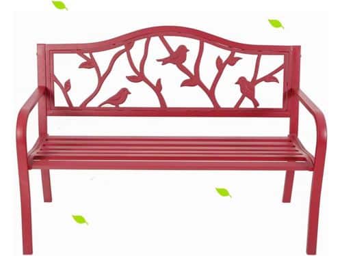 Rode Buitenbank voor Tuin en Park met Stalen Frame