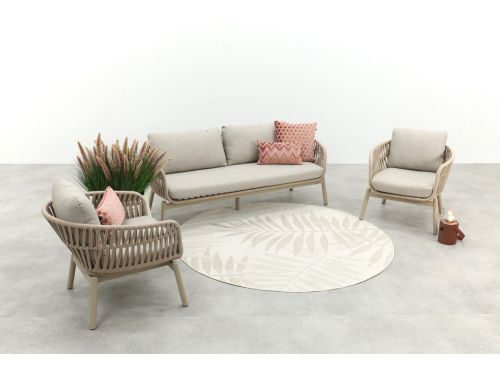 Romeo rope stoel-bank loungeset - Latte