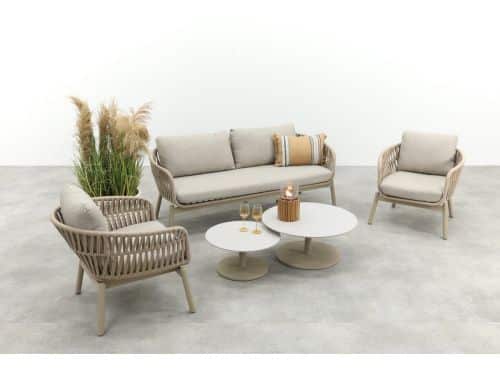 Romeo/Orion rope stoel-bank loungeset - Latte