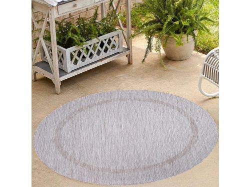 Rond Buiten- en Binnentapijt Ø160 cm Zilver Sisal