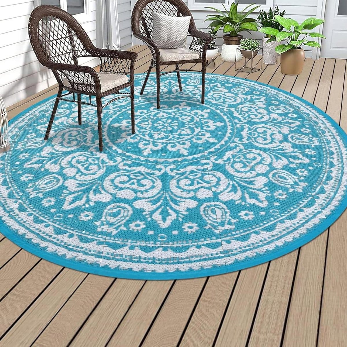 rond buitenkleed vloerkleed balkon buiten gebruiken antislip