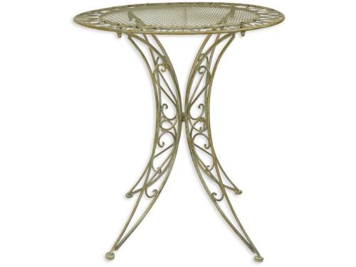 Rond ijzeren tuintafel - weerbestendig metalen tafeltje in verweerd groene