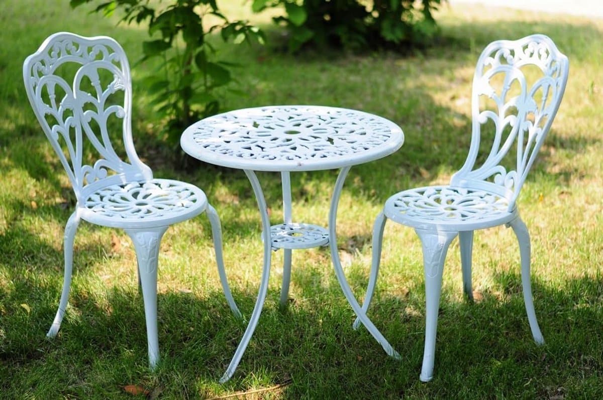ronde bistroset 2 personen tuinmeubelen aluminium onderhoudsvrij klassiek wit