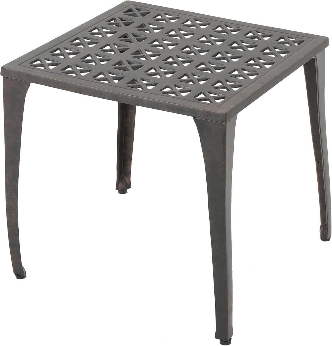 ronde bronzen bijzettafel van gegoten aluminium voor buiten en tuin