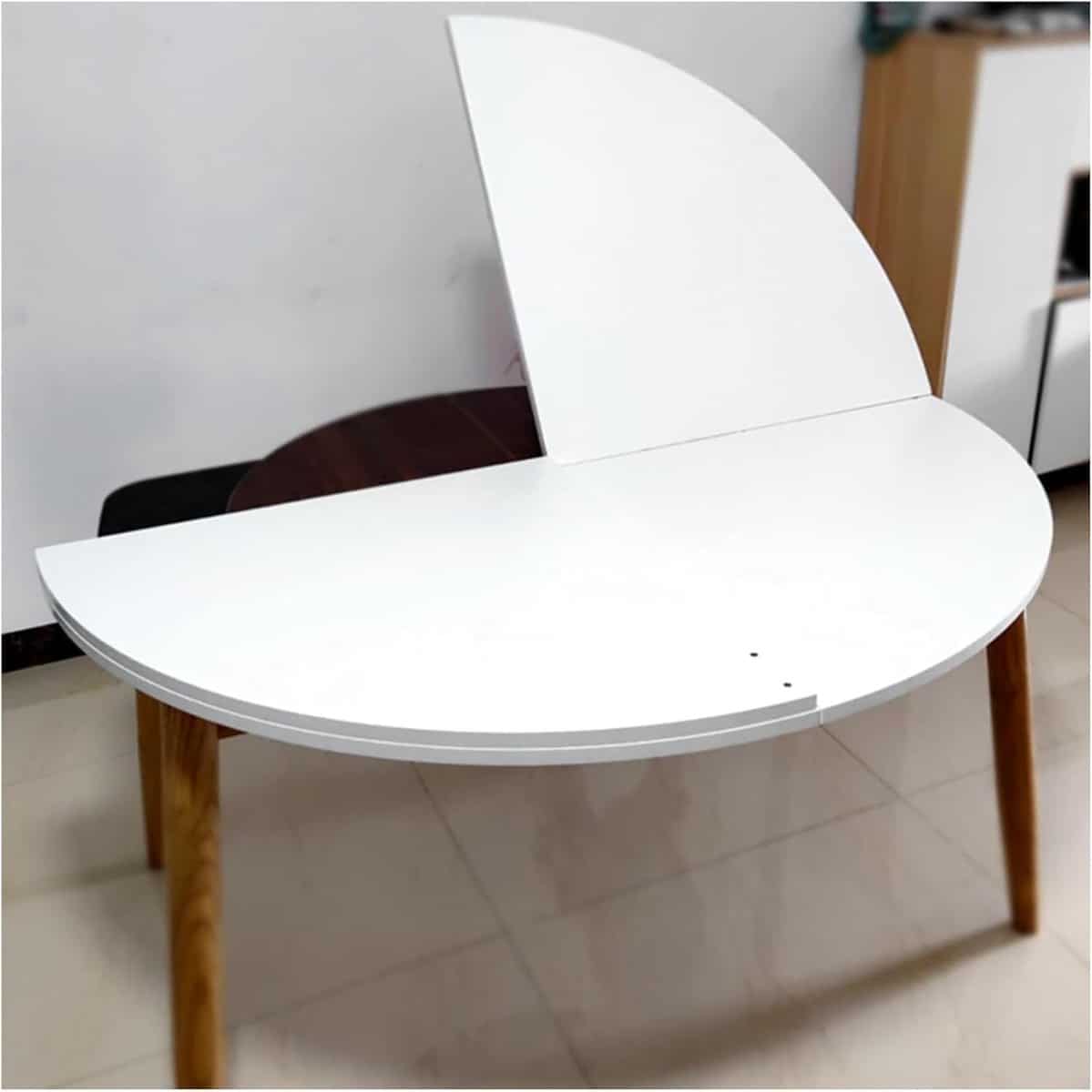 ronde eettafel klaptafel uittrekbaar feestelijk diner vierdelig