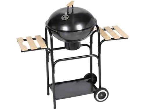 Ronde Houtskoolbarbecue met Wielen en Zijtafels - Tuin BBQ voor