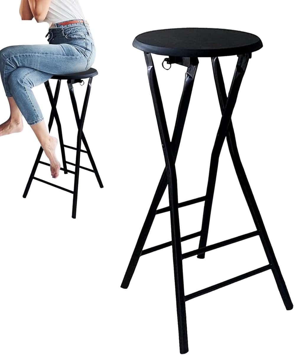 ronde inklapbare barkruk hoge kruk opvouwbaar ruimtebesparend zitten