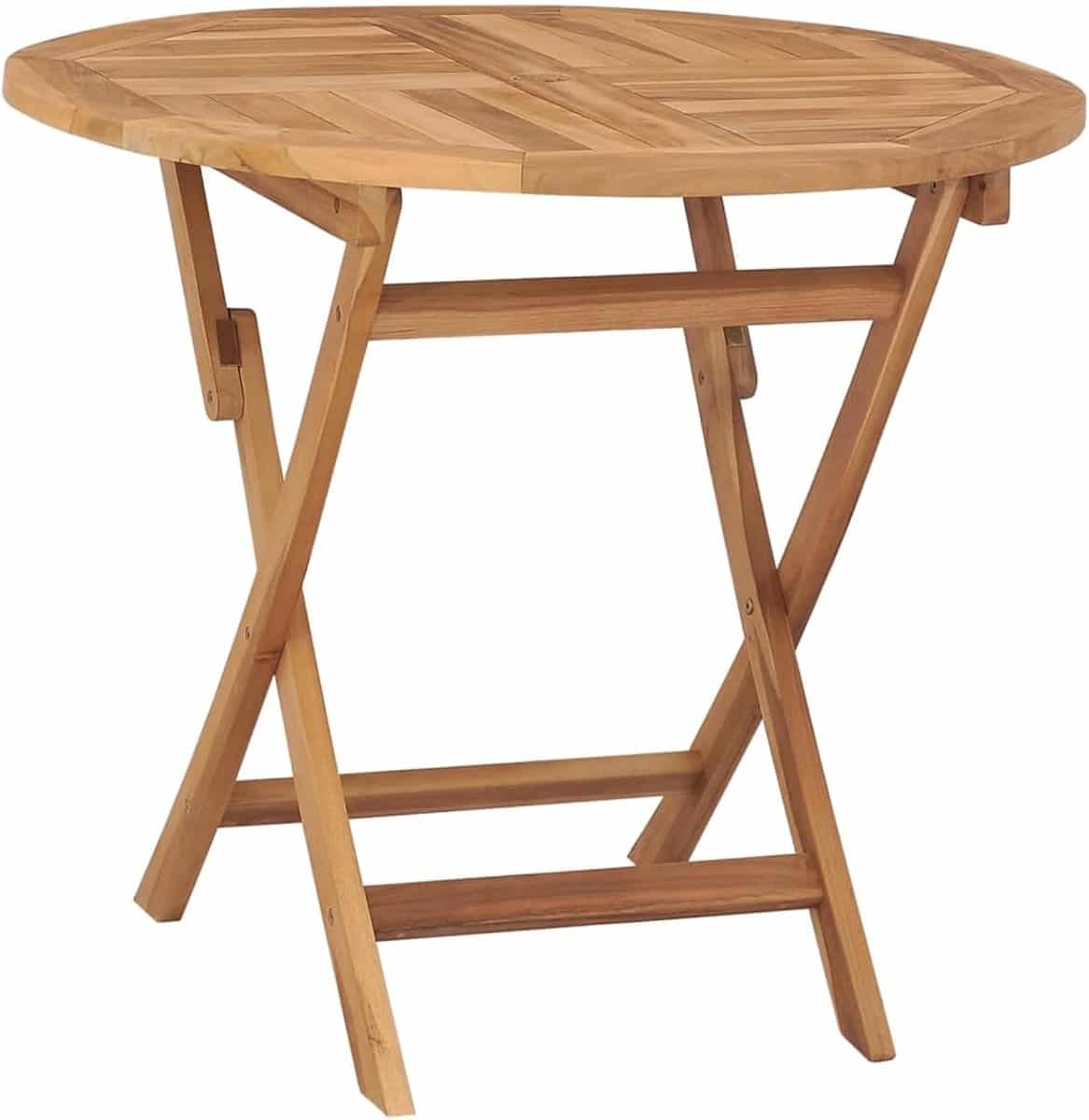 ronde klaptafel houten buitentafel buiten eten massief