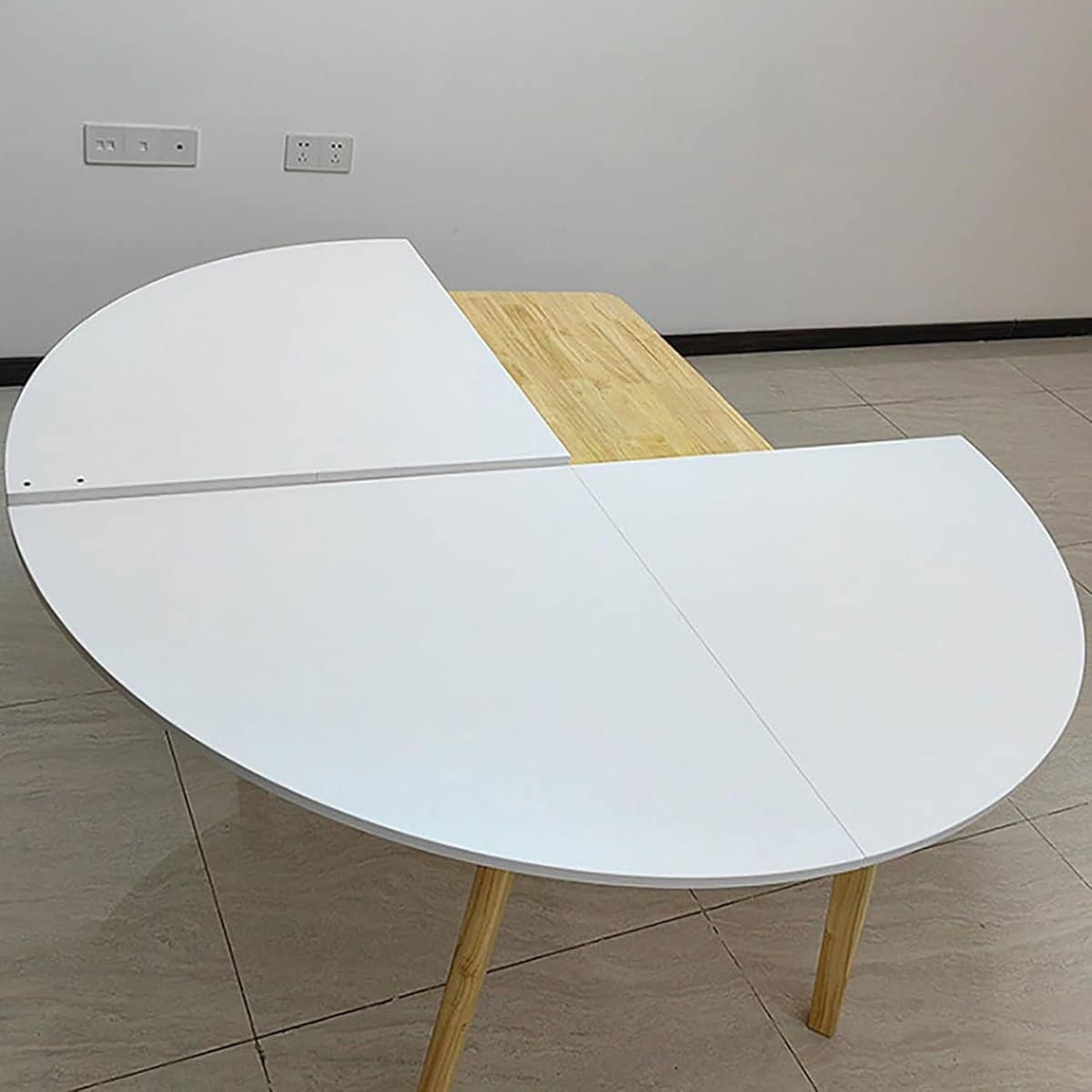 ronde klaptafel houten tafelblad ruimtebesparend binnen buiten