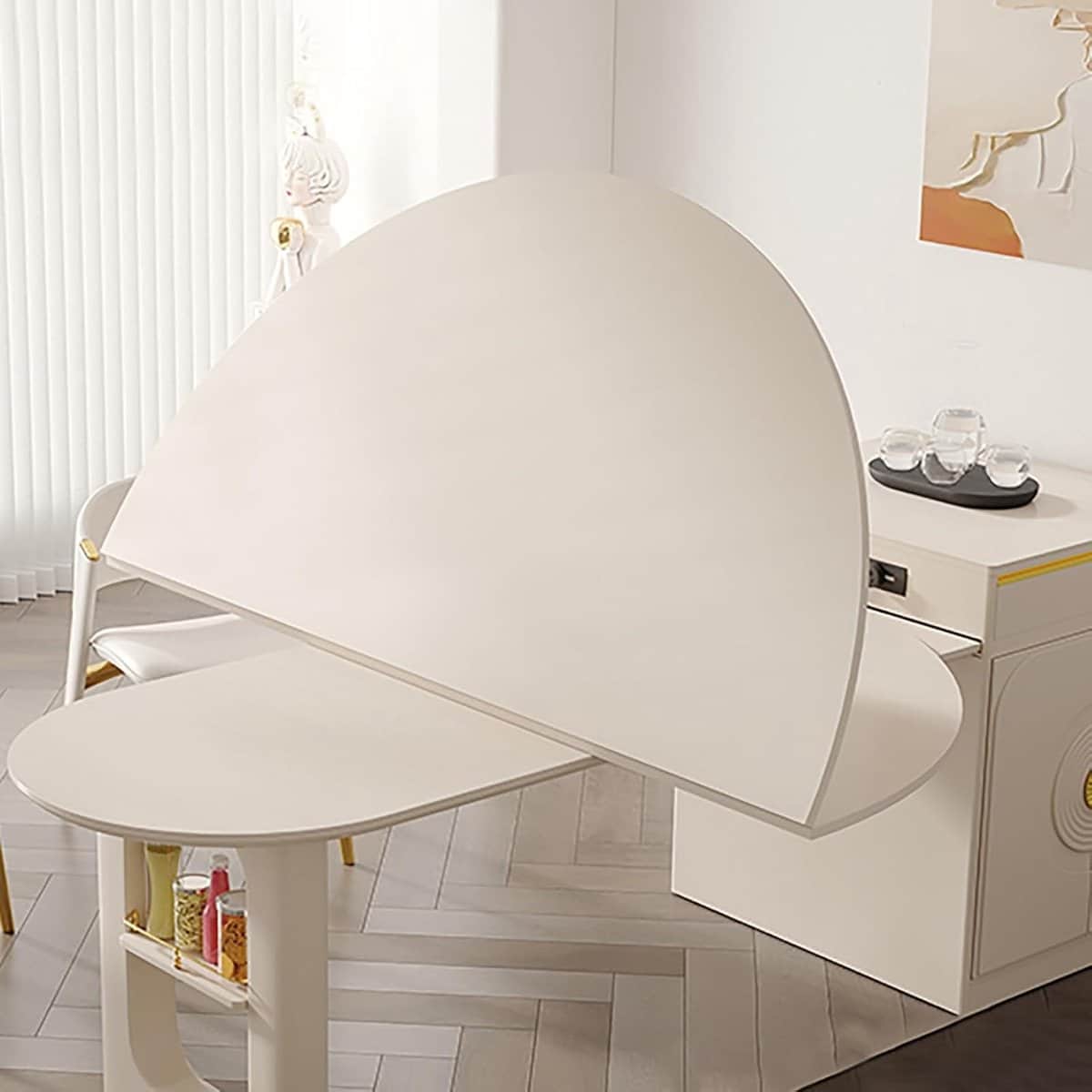 ronde klaptafel houten tafelblad ruimtebesparend buiten dubbel