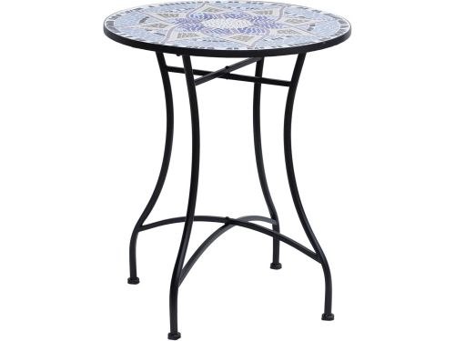 Ronde Mozaïek Bijzettafel Balkon Ø60 cm Keramiek Staal Frame