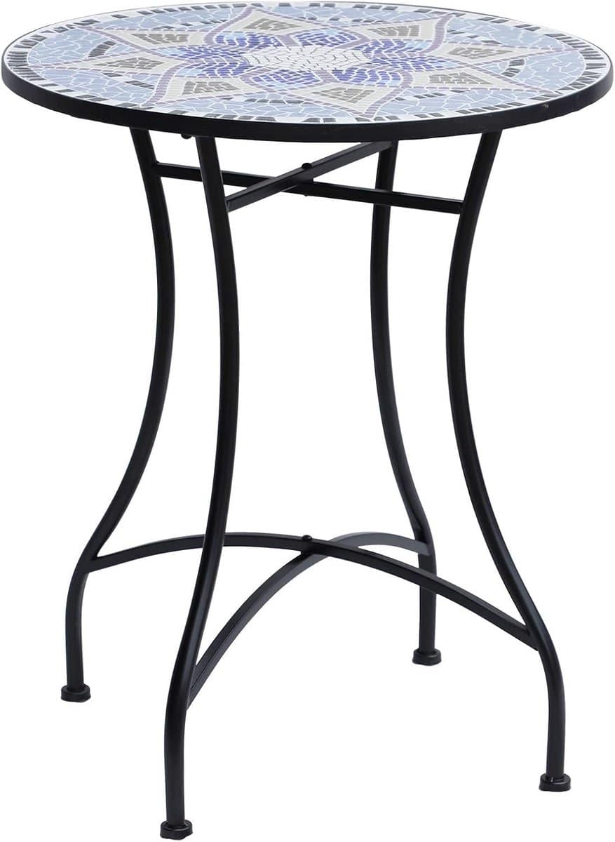 ronde mozaïek bijzettafel balkon Ø60 cm keramiek staal frame