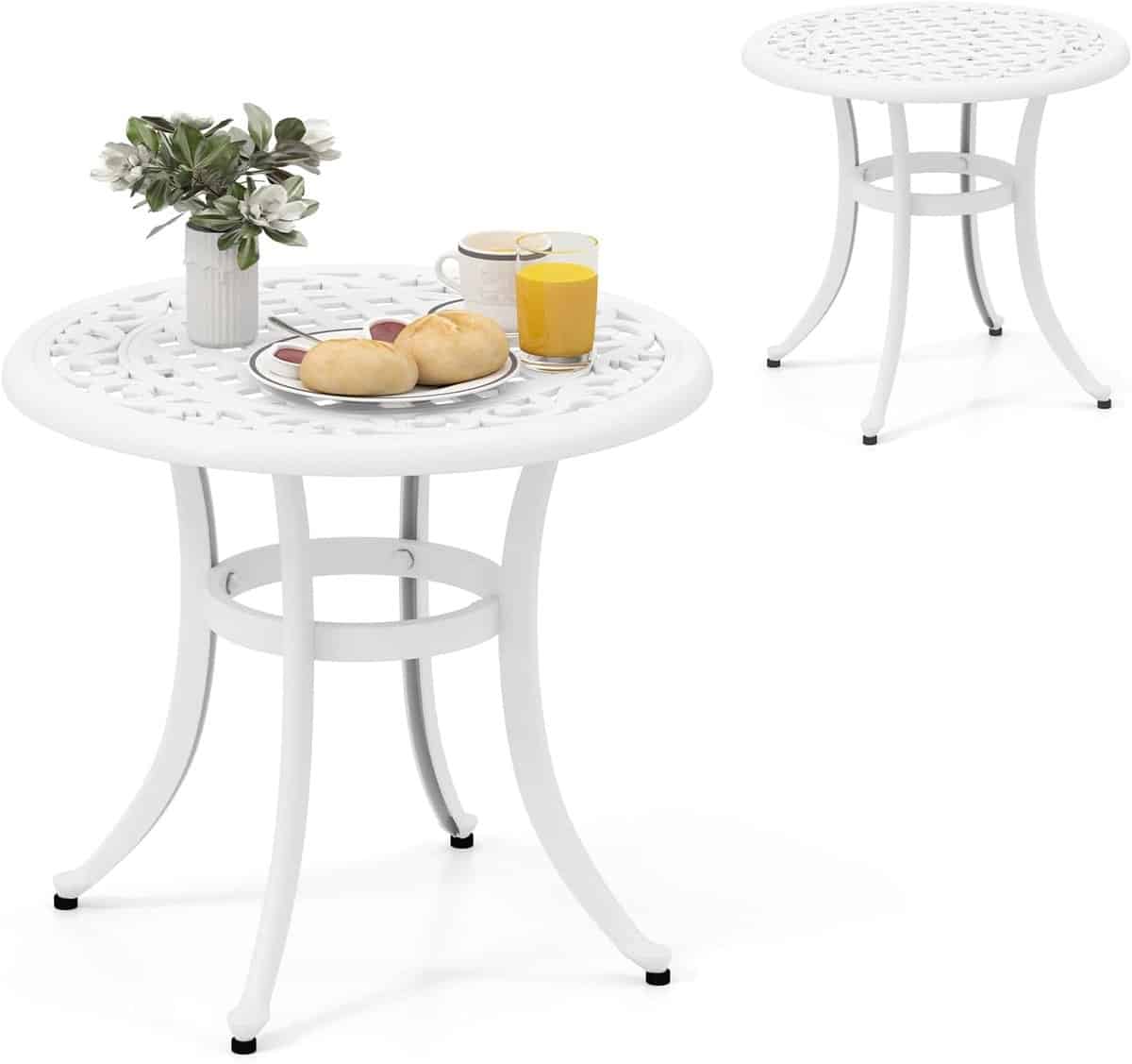 ronde tuintafel balkon bijzettafel buiten genieten gegoten