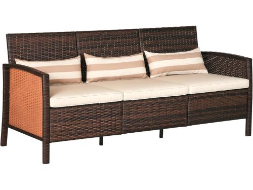 Rotan Loungebank Drie Zits met Comfortabele Kussens voor Buiten