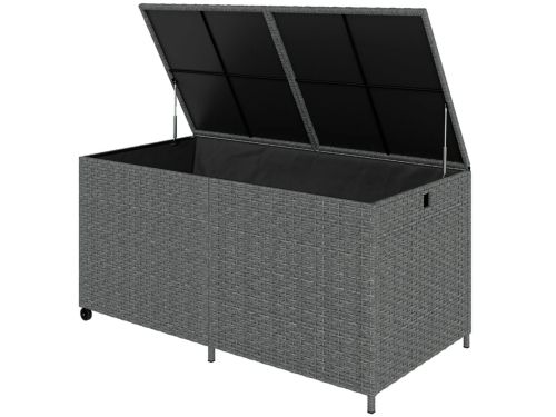Rotan Opbergbox met Deksel & Wielen - Tuinkussenbox - Kussenbox
