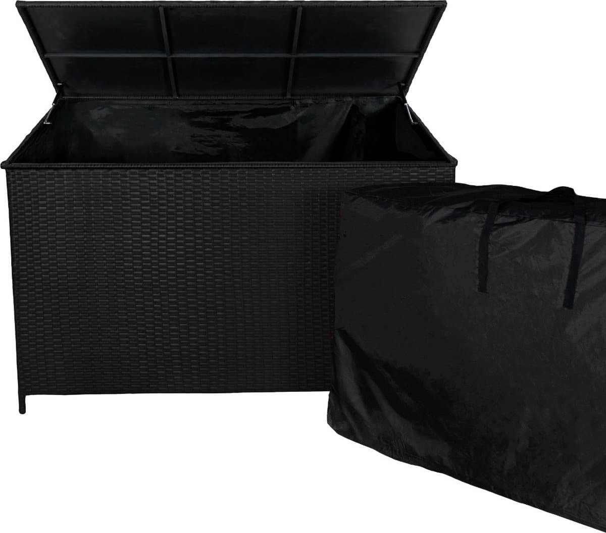rotan tuin opbergbox kussenbox 582 l zwart grote rattan kist