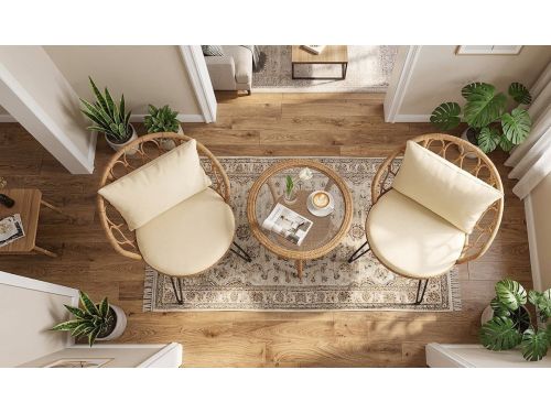 Rotan tuinmeubelset, balkonmeubelen klein balkon, 3-dlg. Balkonset incl. 2 stoelen