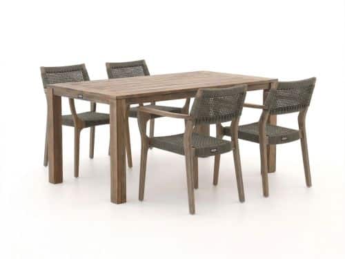 ROUGH-L Rope/ROUGH-S 160cm dining tuinset 5-delig stapelbaar - Laagste prijsgarantie!