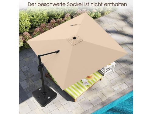 Royal-Square Luxe Zweefparasol 300 x 300 cm met 360° Rotatie
