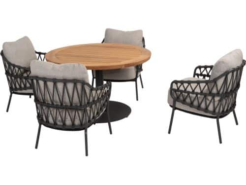 Saba Calpi low dining tuinset 5 delig 130 cm rond