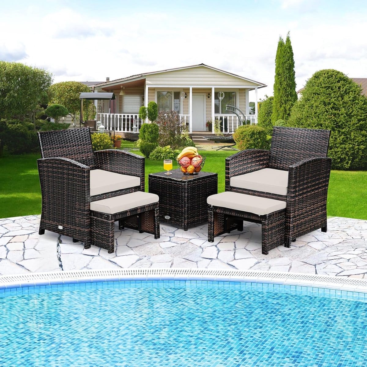 santorini pure 5 delige luxe balkonset inclusief 2 ergonomische fauteuils