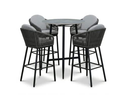 Santos Marble Grey/Mara Stone Grey dining barset | 4 personen | sintered stone + touw | 90cm