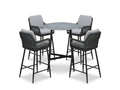 Santos Marble Grey/Valencia Stone Grey dining barset | 4 personen | sintered stone + touw | 90cm