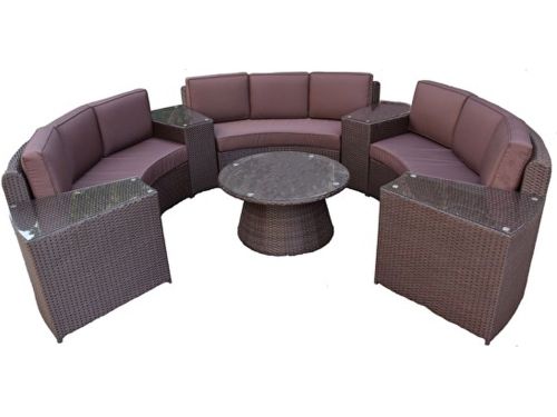 Savvy wicker diningset 8-delig met bruine kussens