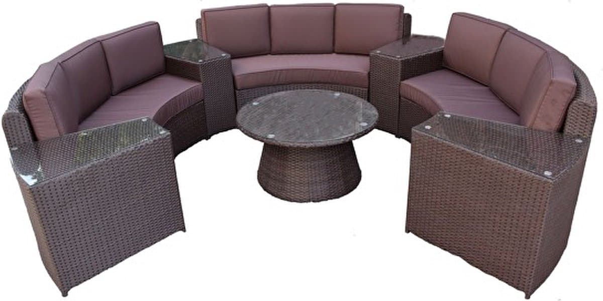 savvy wicker diningset 8 delig met bruine kussens